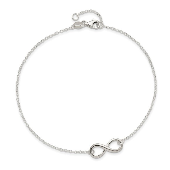 925 Sterling Silver 9" + 1in. Ext. Infinity Symbol Charm Symbol Jewelry Anklet - Picture 5 of 7